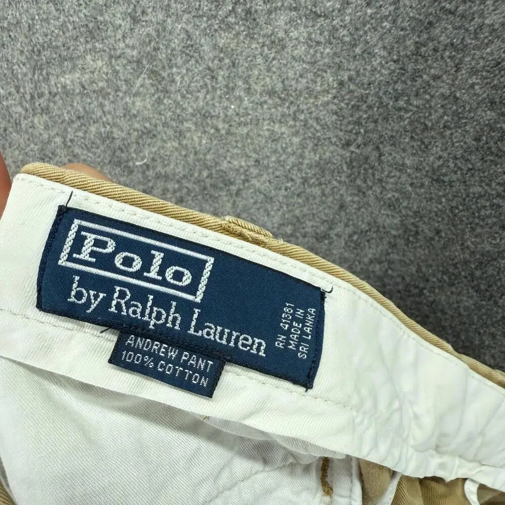 Ralph Lauren Pants Men 40/30 Beige Mid Rise Flat Front Straight Andrew Pants